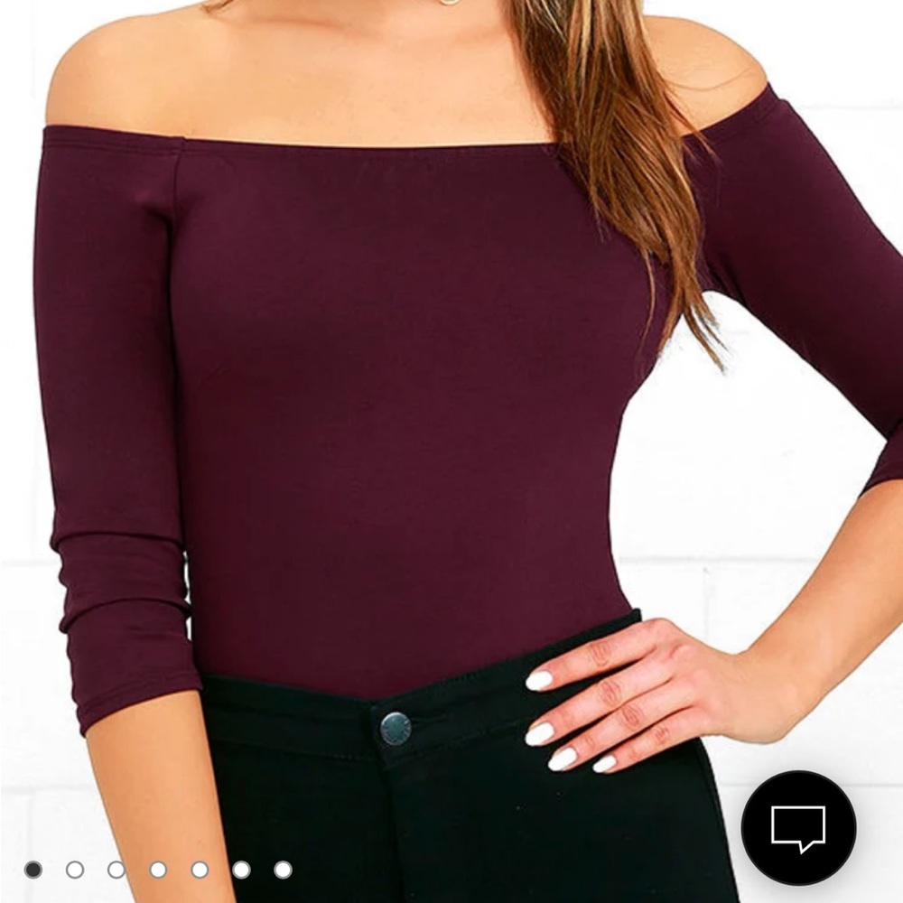Lulu’s Like a Bird Plum Purple Off-the-Shoulder Bodysuit